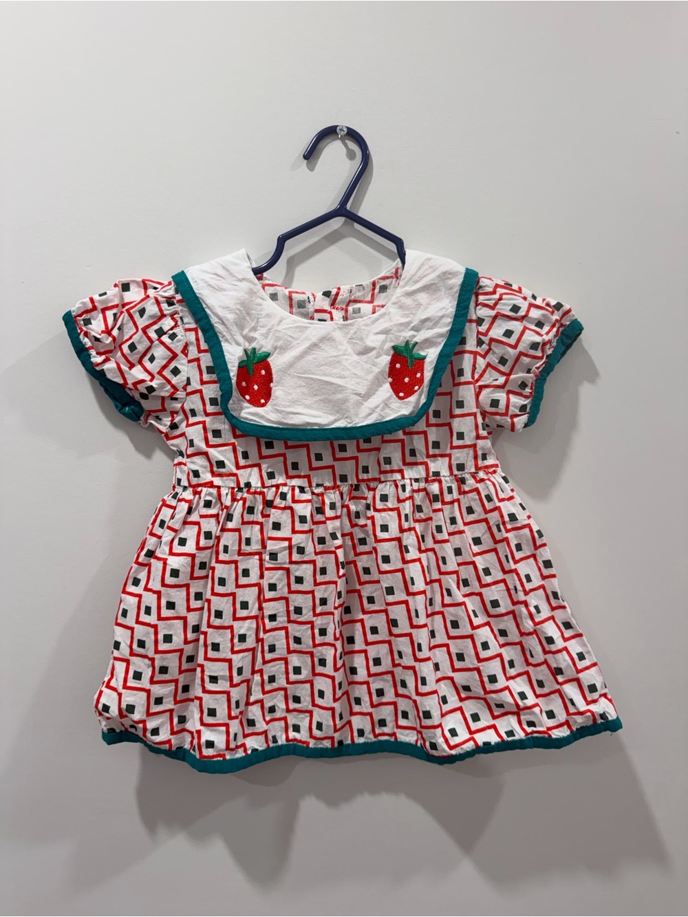 Vintage Strawberry Collar Dress